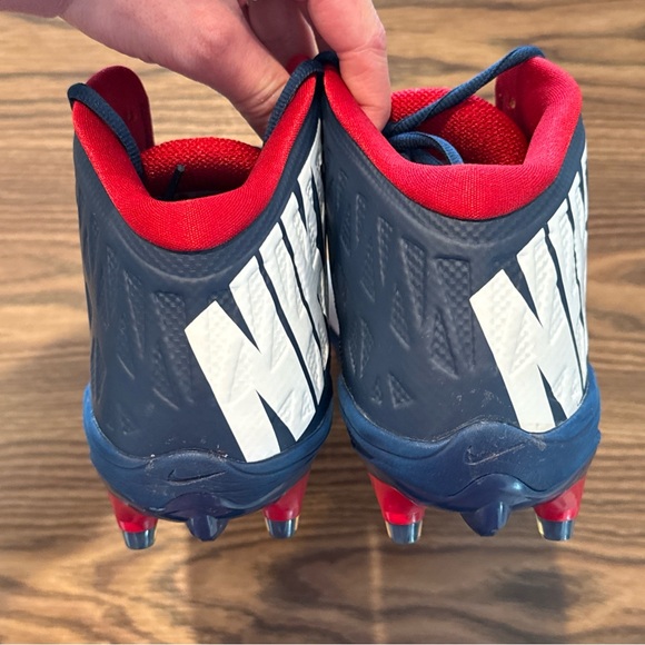 Size 13 Nike Zoom Code Elite 3/4 TD Football Cleats White/Navy/Red 620499-413